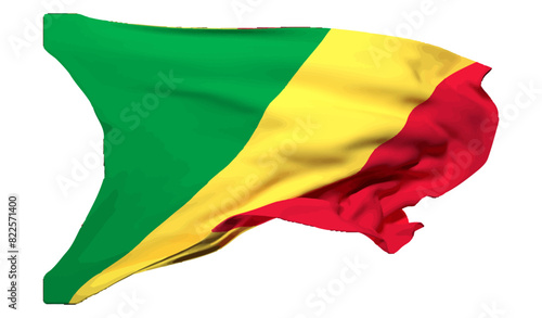 The flag Republic of the Congo waving vector 3d illustration