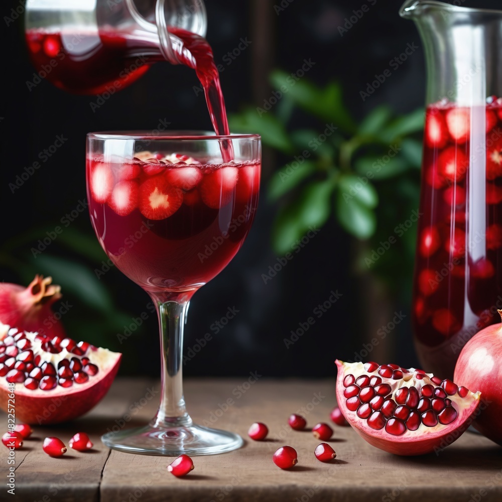 Pouring pomegranate juice into glass. Healthy drink Pouring pomegranate juice into glass. Healthy drink