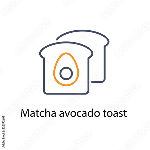 Matcha avocado toast  vector icon