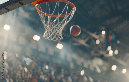 Basketball Scoring Shot with Blurred Fans in Background