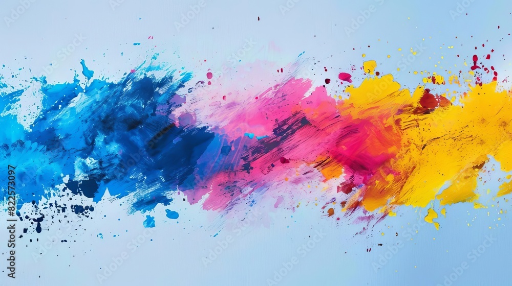 abstract brushstroke drawing with watercolor paint blots on blue background digital art abstract brushstroke drawing with watercolor paint blots on blue background digital art