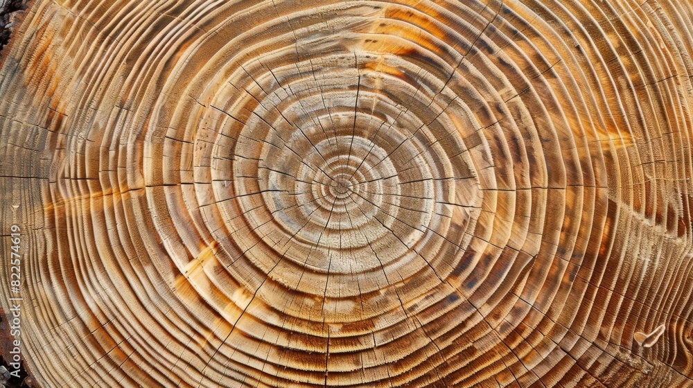 Naklejka premium annual tree rings texture wooden log crosssection closeup abstract photography