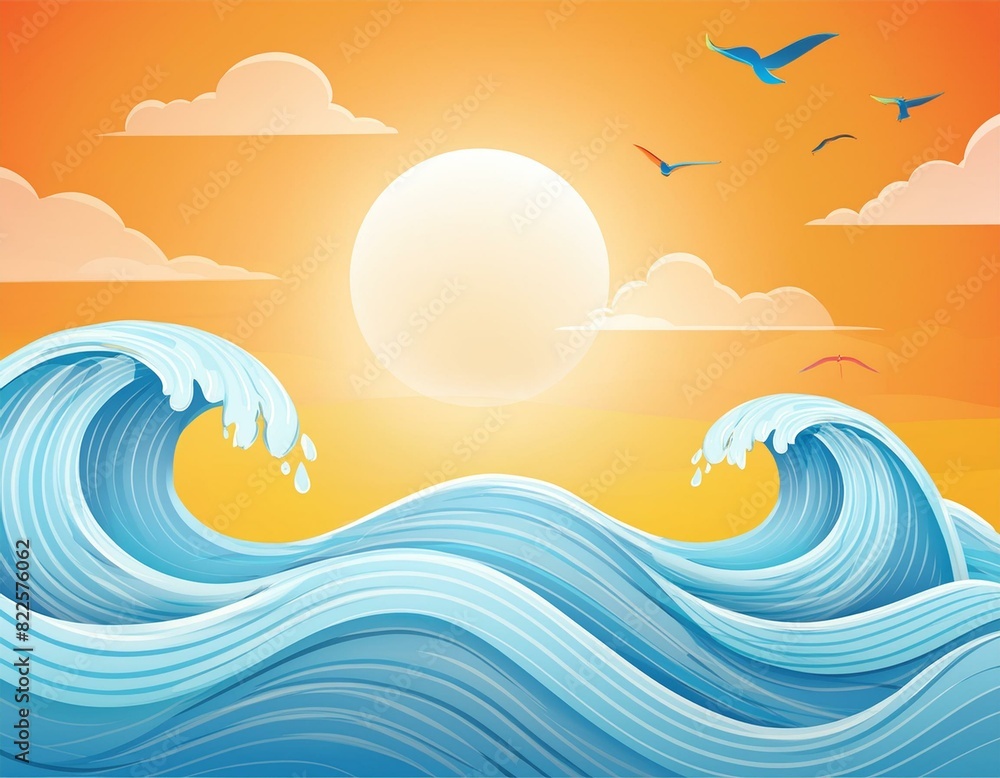 fond écran soleil et vagues