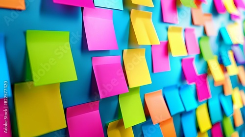 colorful sticky notes on an office board representing brainstorming and planning concept illustration