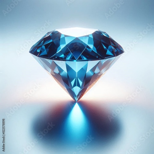 Radiant Blue Faceted Diamond with Mesmerizing Light Reflections