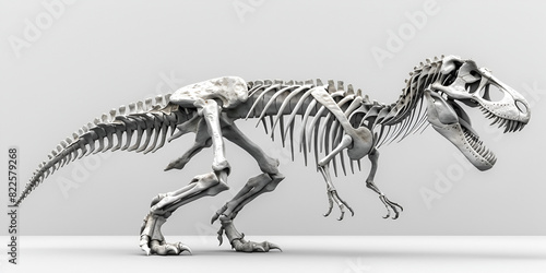 Visual of dinosaur Tyrannosaurus Skeleton Isolated. Illustration.