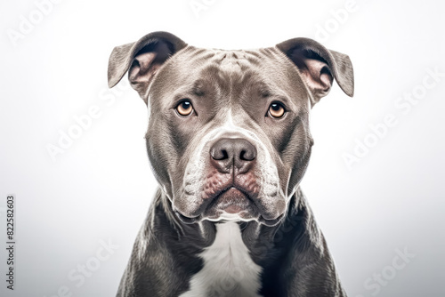 pitbull in studio setting against white backdrop, showcasing their playful and charming personalities in professional photoshoot.