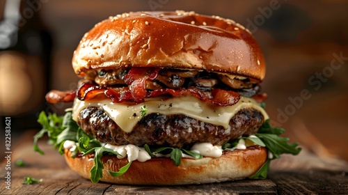 Savor the Gourmet Beef Burger A Tempting Culinary Journey with Rustic Farmhouse Aesthetics