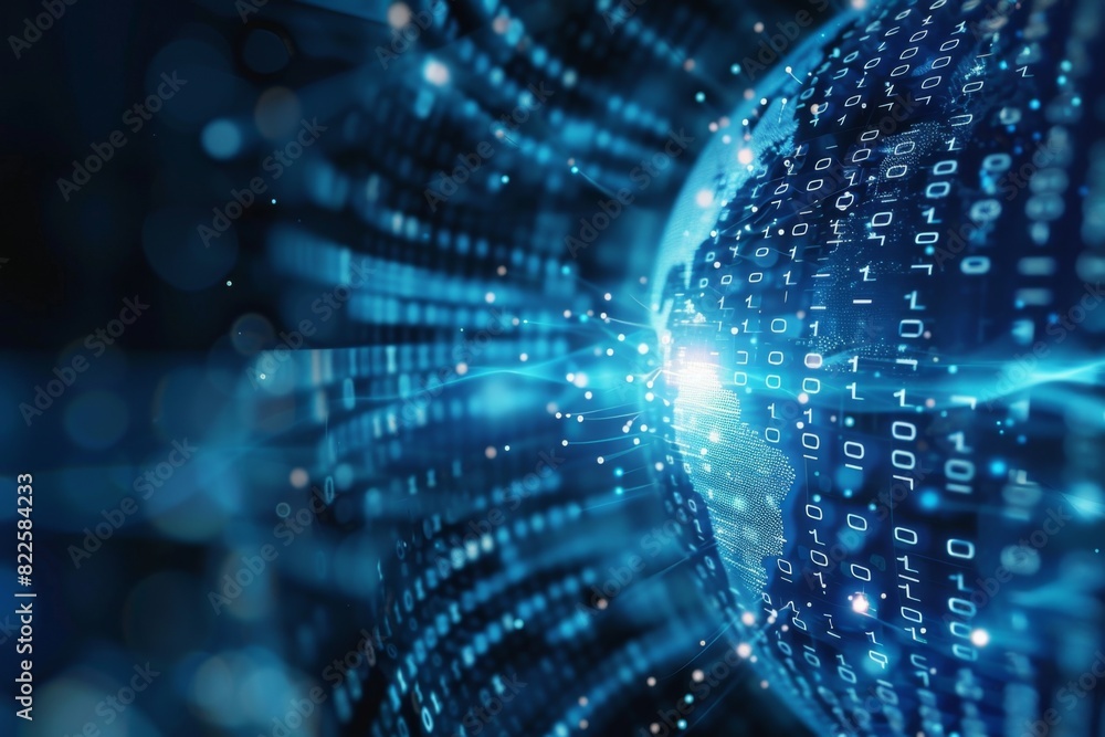 Abstract digital background with globe and binary code, representing global network technology or internet business concept Generative AI Abstract digital background with globe and binary code, representing global network technology or internet business concept Generative AI