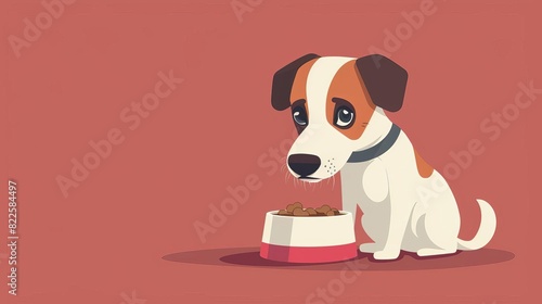 hungry dog eagerly awaiting food bowl pet mealtime concept ai generated cute animal illustration