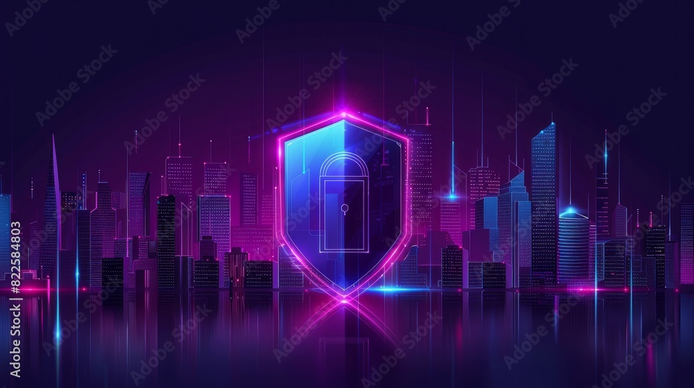 Illustration of a computer security shield icon representing VPN and cybersecurity networks.
Illustration of a computer security shield icon representing VPN and cybersecurity networks.