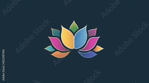 A vector logo template featuring an overlapping color icon of a lotus flower.

