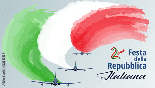 Republic Day of Italy celebration greeting card background, poster, card, template, layout. Italy patriotic National holiday banner	