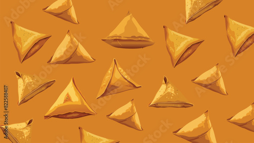 Samosa vector illustration Indian street food. 