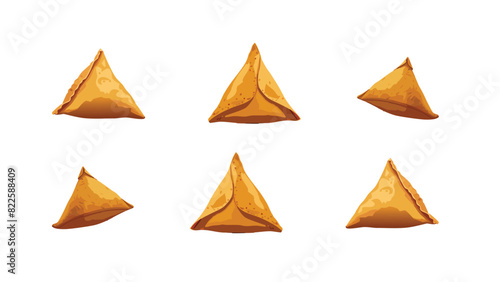 Samosa vector illustration Indian street food. 