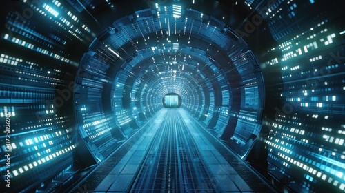 A sci-fi inspired spaceship corridor tunnel, perfect for futuristic tech themes.