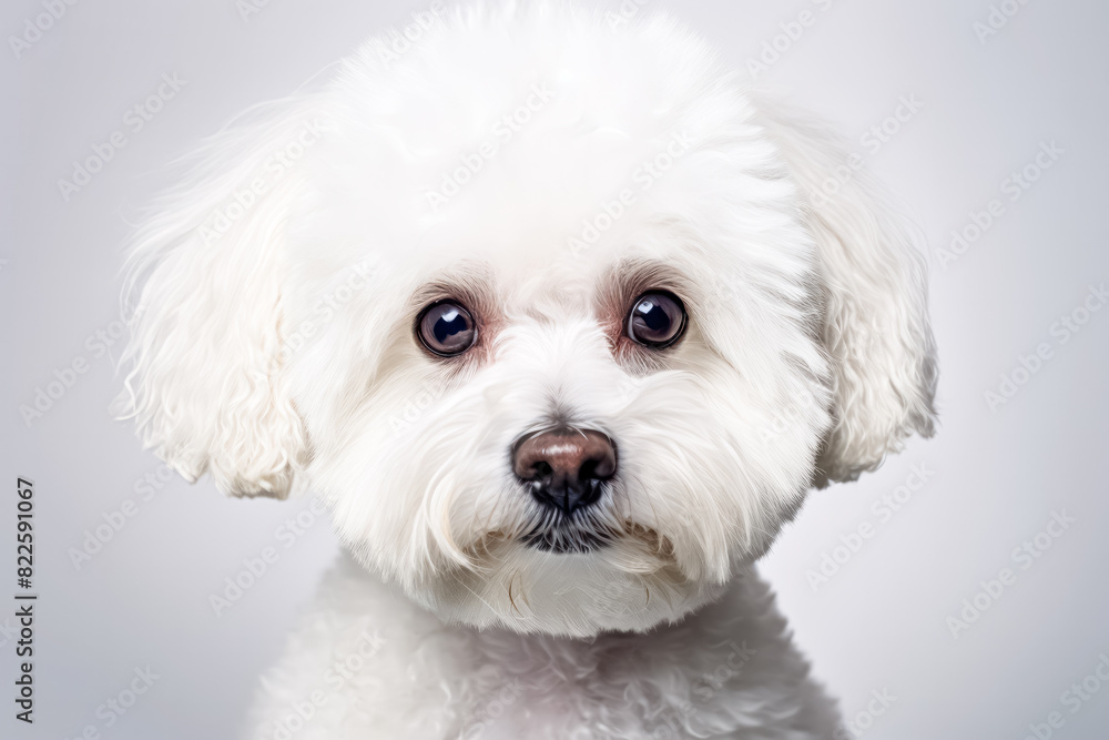 Bichon Frize in studio setting against white backdrop, showcasing their playful and charming personalities in professional photoshoot. Bichon Frize in studio setting against white backdrop, showcasing their playful and charming personalities in professional photoshoot.