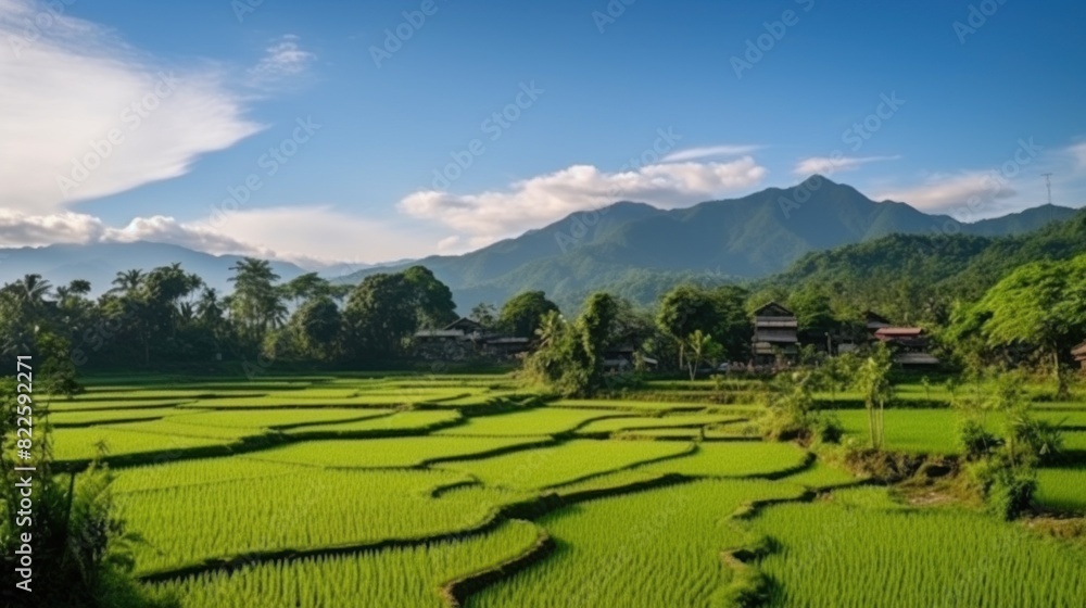 Beautiful rice field landscape background Beautiful rice field landscape background