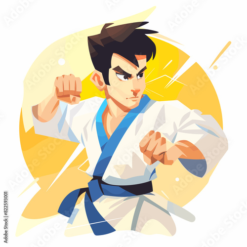 vector character karate boy on a white background .Generative AI