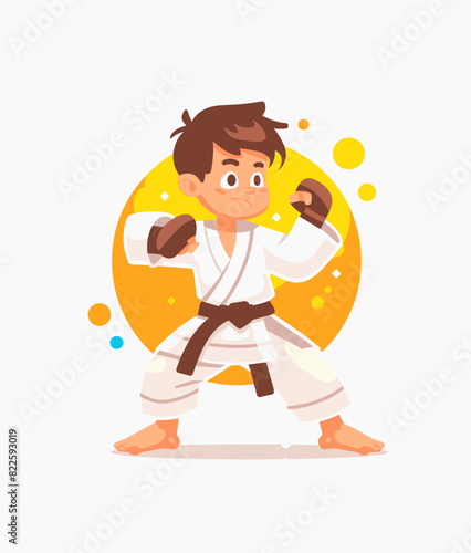 vector character karate boy on a white background .Generative AI