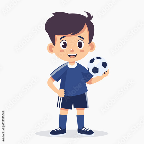 vector character boy soccer player with a ball on a white background .Generative AI