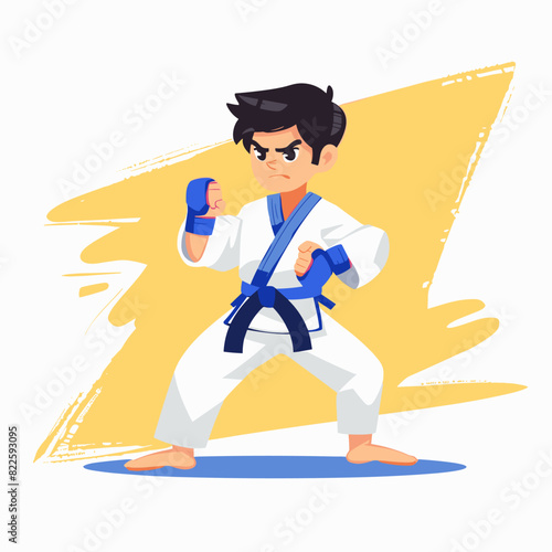 vector character karate boy on a white background .Generative AI