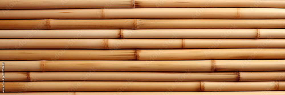 Beige bamboo stalks wall, decorative, natural background, horizontal fence, banner with texture pattern Beige bamboo stalks wall, decorative, natural background, horizontal fence, banner with texture pattern