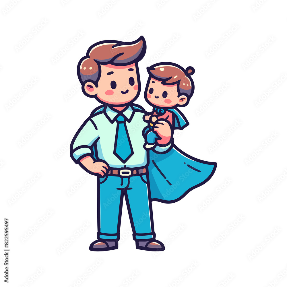 cute father hero concept for father's day icon character cartoon cute father hero concept for father's day icon character cartoon