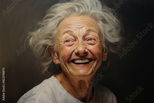 Portrait of a cheerful elderly woman with a beaming smile and sparkling eyes © juliars