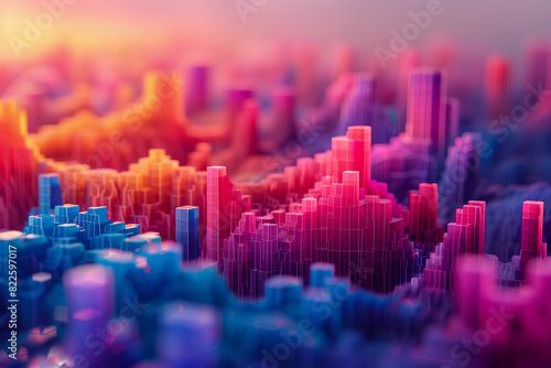 Abstract 3D Data Visualization in Vibrant Colors