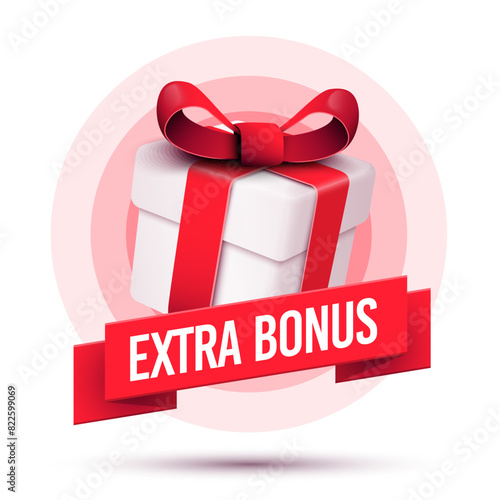Extra Bonus Ribbon With Gift Illustration