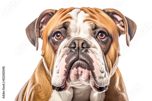 English bulldog in studio setting against white backdrop  showcasing their playful and charming personalities in professional photoshoot.