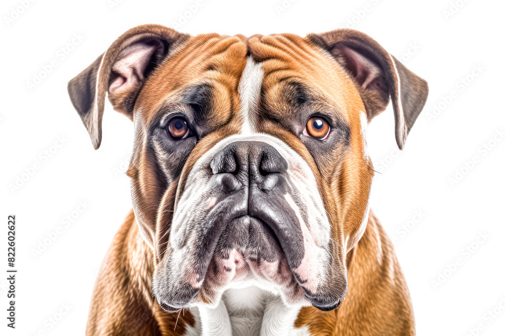 English bulldog in studio setting against white backdrop, showcasing their playful and charming personalities in professional photoshoot.