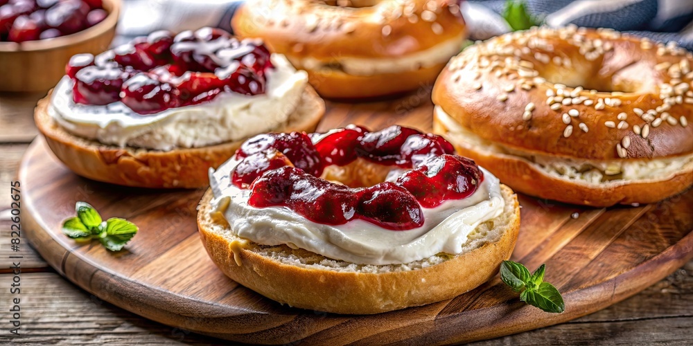 Assorted Bagels with Cream Cheese and Fresh Toppings Assorted Bagels with Cream Cheese and Fresh Toppings