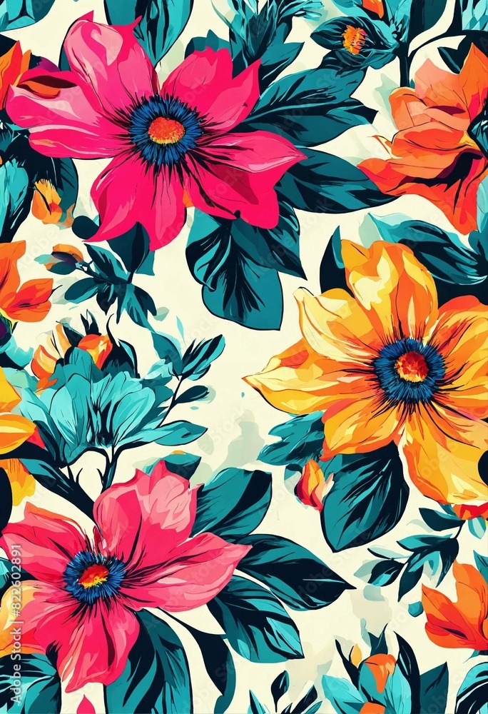 seamless floral background generative ai