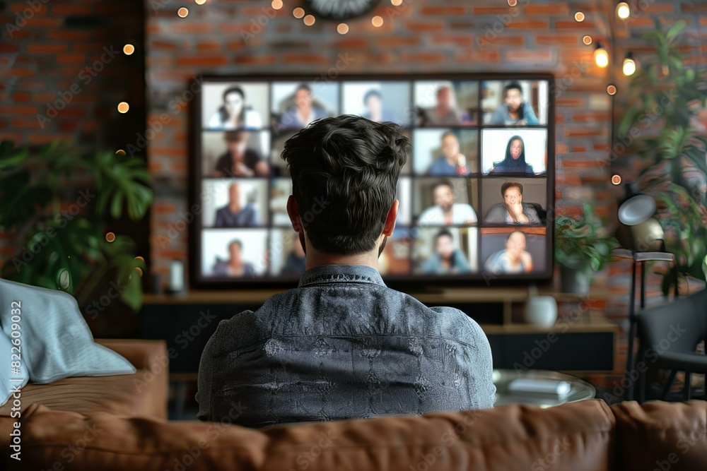 Man watching television on couch Man watching television on couch