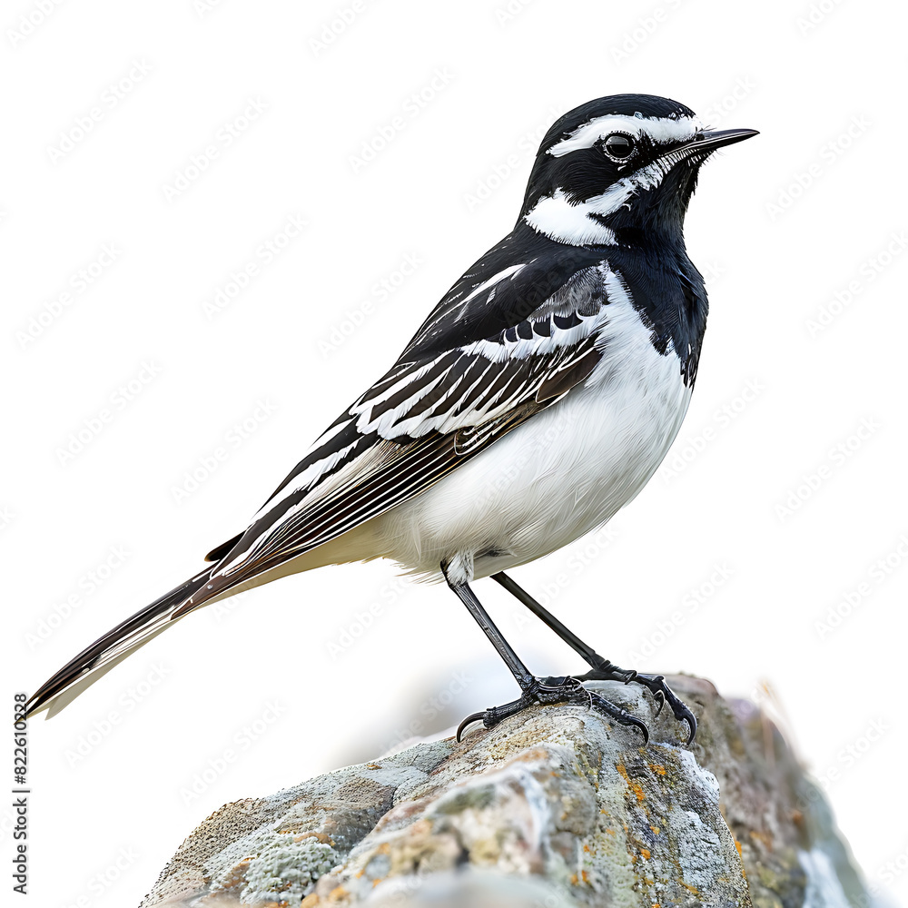Naklejka premium Wagtail, Motacilla alba, nice small bird, portrait, close-up, isolated on white