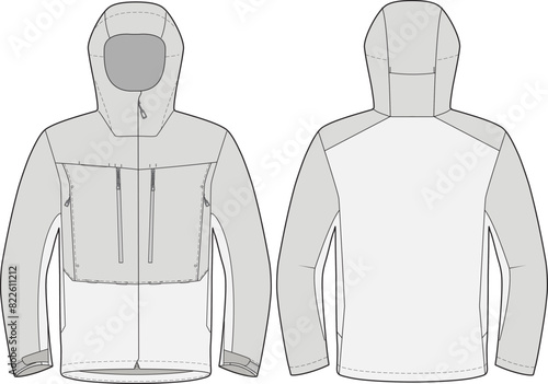 Hooded Rain Jacket Design Vector Template