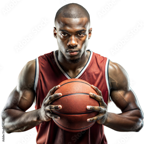 Obraz na płótnie Focused Basketball ball Player Holding Ball Against White Background w salonie