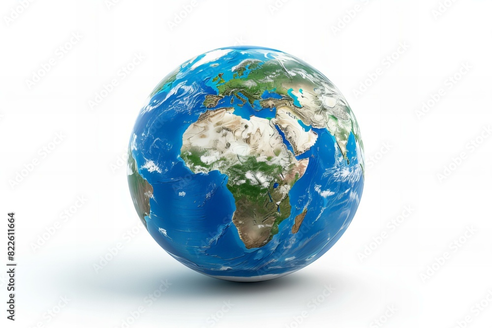 Fototapeta premium Blue planet with white background