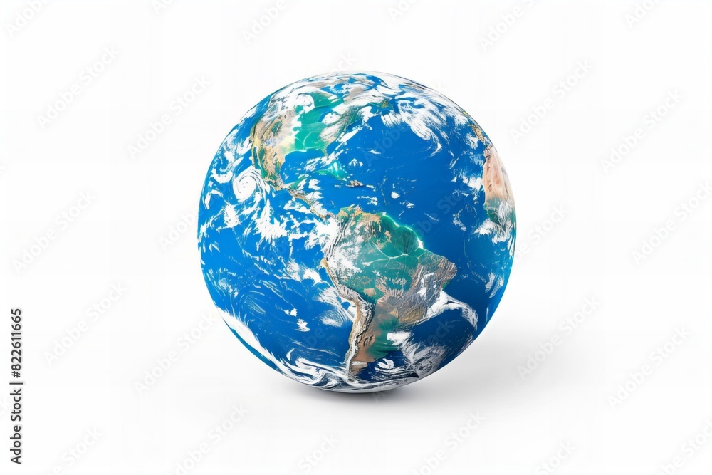 Blue and white globe on white background