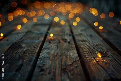 Wooden table with a lot of lights on it photo