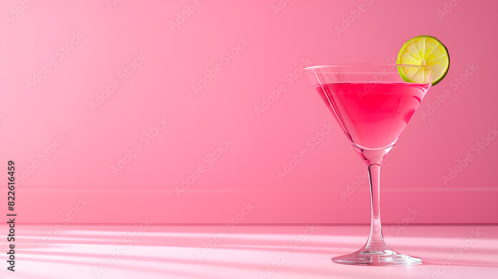 Classic pink martini with a lime wheel on a vibrant pink background, copy space. Stylish pink cocktail served in an elegant martini glass on pink. Pink drink, perfect for stylish celebrations Classic pink martini with a lime wheel on a vibrant pink background, copy space. Stylish pink cocktail served in an elegant martini glass on pink. Pink drink, perfect for stylish celebrations