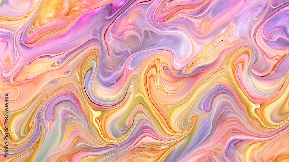 Abstract marbled acrylic paint ink painted waves painting texture colorful background banner - Bold colors, rainbow color swirls wave Generative AI