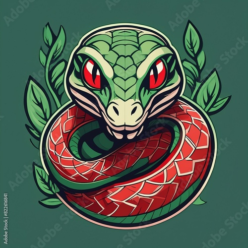 Obraz na płótnie red and green snake head mascot w salonie