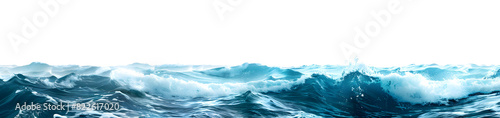 Ocean water surface waves isolated on white, ideal for travel and vacation concepts.
