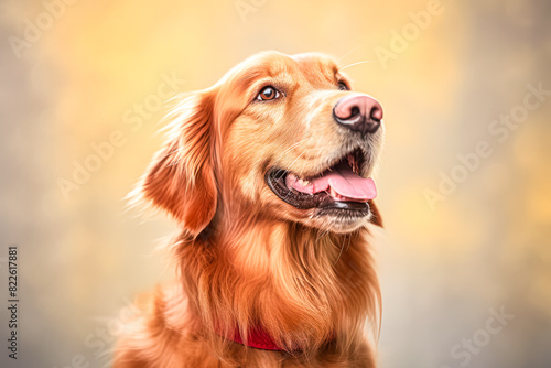 golden retriever in studio setting against white backdrop, showcasing their playful and charming personalities in professional photoshoot.