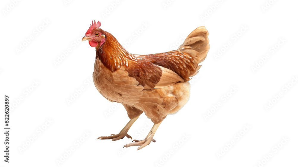 Fototapeta premium Hen standing, chicken isolated