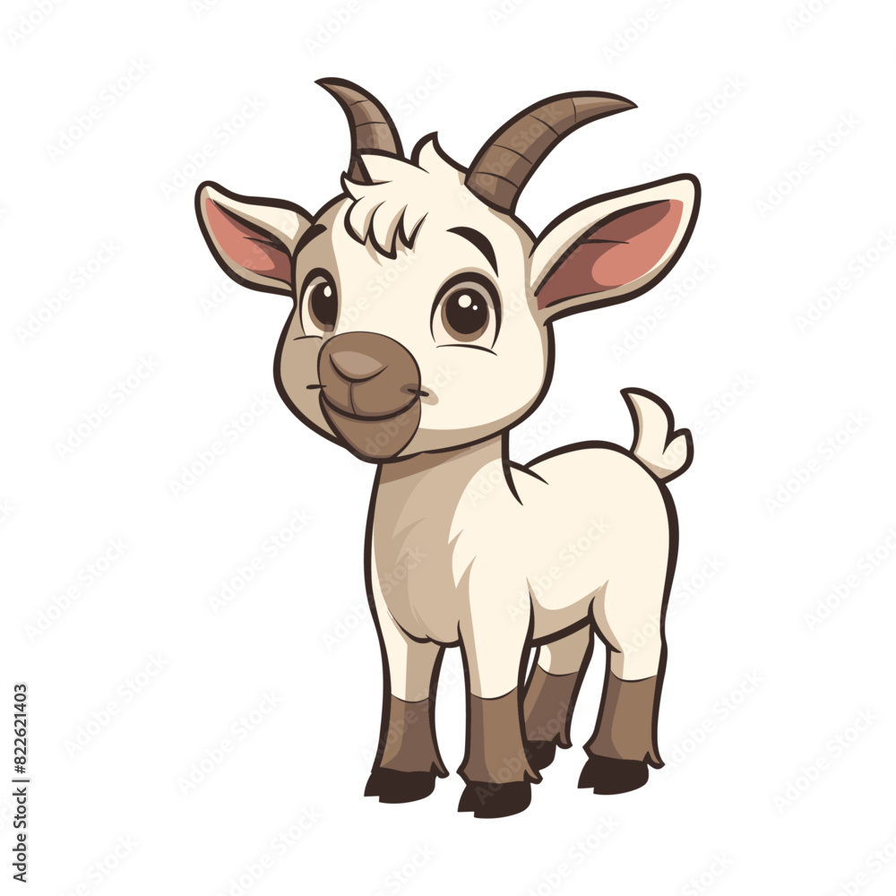 A white goat cartoon character vector illustration on transparent background A white goat cartoon character vector illustration on transparent background