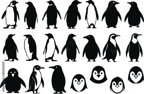 Penguin silhouette vectors